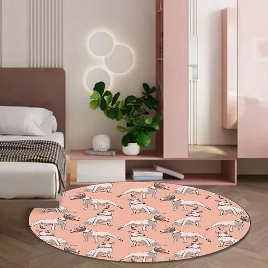 Orange Child's Room Rug Kids Animal Dog Pattern Area Rug Polyester Stain-Resistant Washable Carpet