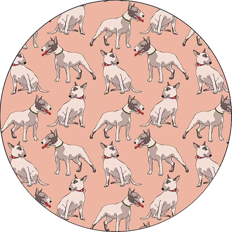 Orange Child's Room Rug Kids Animal Dog Pattern Area Rug Polyester Stain-Resistant Washable Carpet - view 3