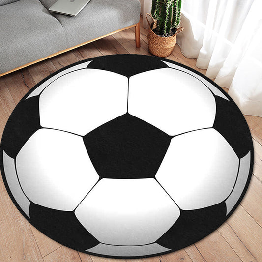 Black and White Child's Room Rug Kids Sports Football Pattern Area Rug Polyester Washable Stain-Resistant Carpet - Clearhalo - 'Area Rug' - 'Rug' - 1610435