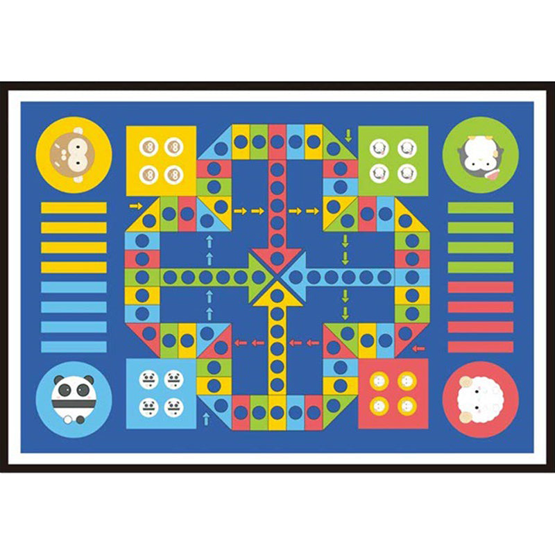 Blue Child's Room Rug Kids Educational Ludo Pattern Area Rug Polyester Pet Friendly Washable Carpet - Clearhalo - 'Area Rug' - 'Rug' - 1610444