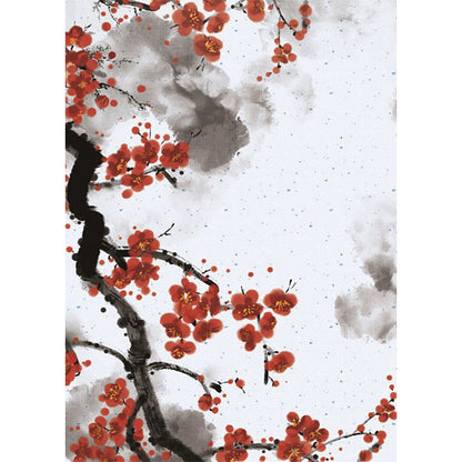 Red and White Oriental Rug Polyester Ink Wash Painting Pattern Rug Washable Non-Slip Backing Carpet for Bedroom - Clearhalo - 'Area Rug' - 'Rug' - 1610640