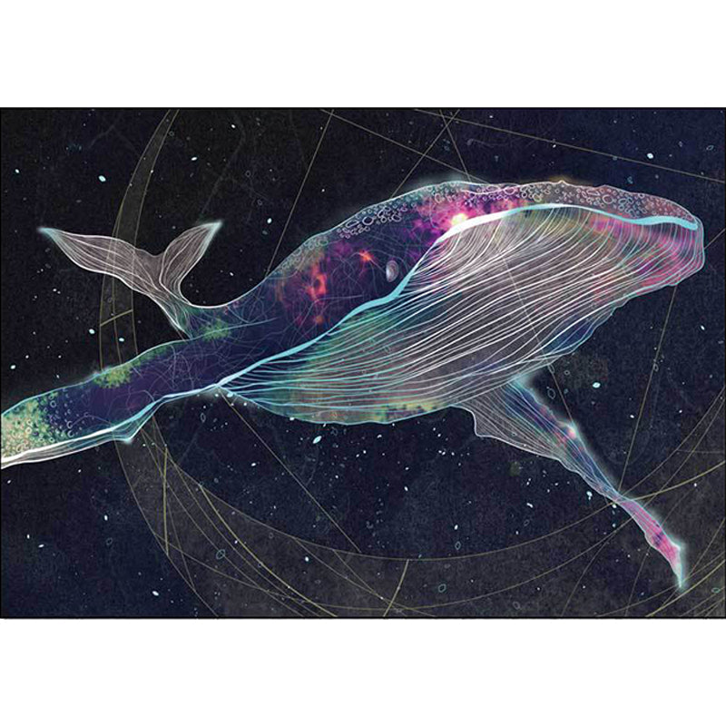 Kids Bedroom Rug in Black Outer Space Star Whale Print Rug Polyester Anti-Slip Backing Washable Area Rug - Clearhalo - 'Area Rug' - 'Rug' - 1610784