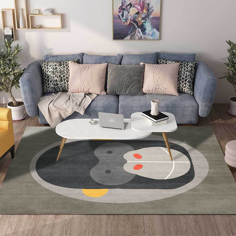 Casual Kids Rug in Grey Animal Orangutan Pattern Rug Polyester Stain-Resistant Carpet for Nursery