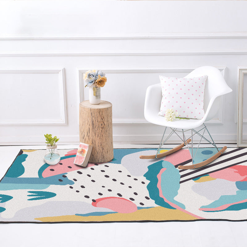 Novelty Living Room Rug Colorful Colorblock Watermelon Print Rug Polyester Anti-Slip Backing Washable Area Rug - view 2