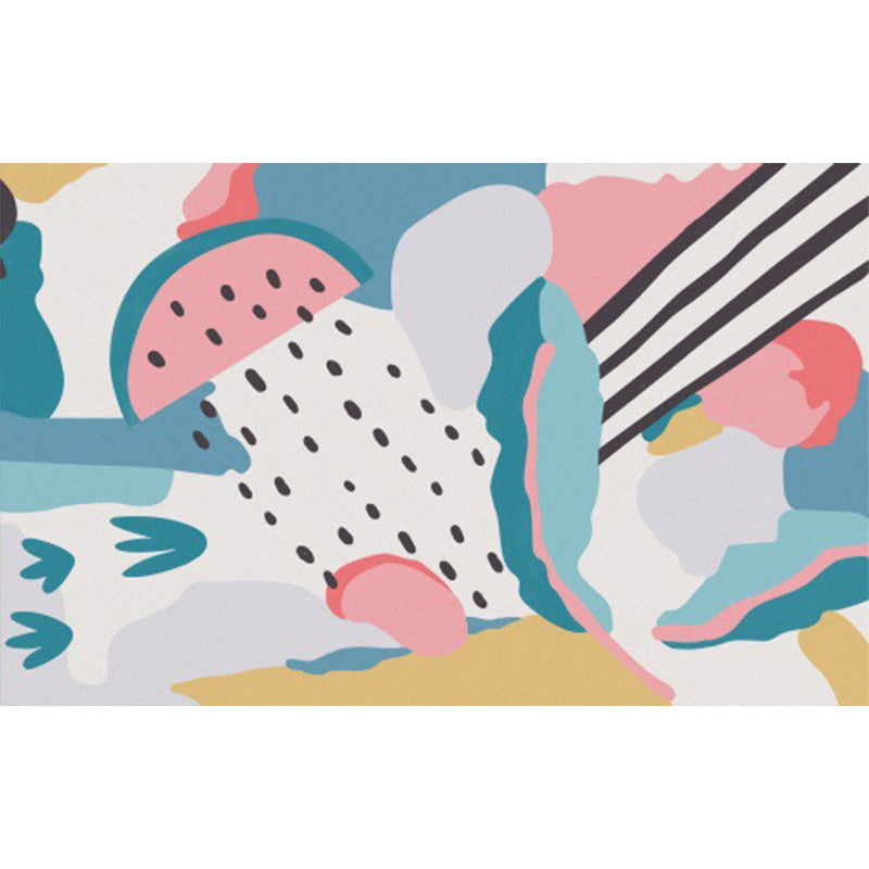 Novelty Living Room Rug Colorful Colorblock Watermelon Print Rug Polyester Anti-Slip Backing Washable Area Rug - view 3