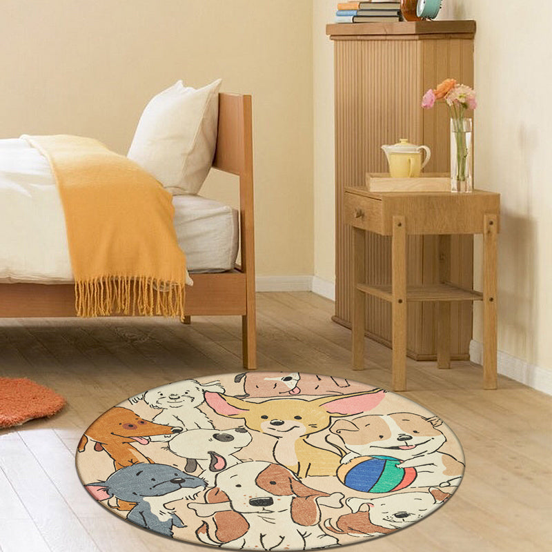 Stylish Cartoon Dog Pattern Rug Yellow Kids Rug Polyester Washable Non-Slip Area Rug for Nursery Yellow Clearhalo 'Area Rug' 'Rug' 1612357