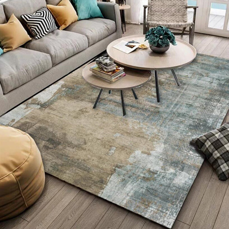 Casual Modern Rug in Green and Brown Abstract Cement Pattern Rug Polyester Washable Non-Slip Carpet for Home Decoration - Green - Clearhalo - 'Area Rug' - 'Rug' - 1613822