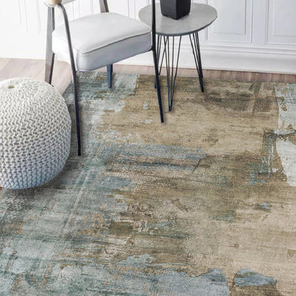 Casual Modern Rug in Green and Brown Abstract Cement Pattern Rug Polyester Washable Non-Slip Carpet for Home Decoration - Clearhalo - 'Area Rug' - 'Rug' - 1613823