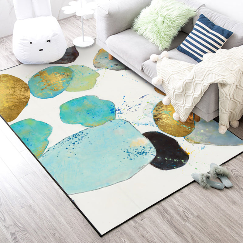 White Bedroom Rug Novelty Color Block Splatter Pattern Area Rug Polyester Washable Non-Slip Backing Carpet White Design 1 Clearhalo 'Area Rug' 'Rug' 1613988