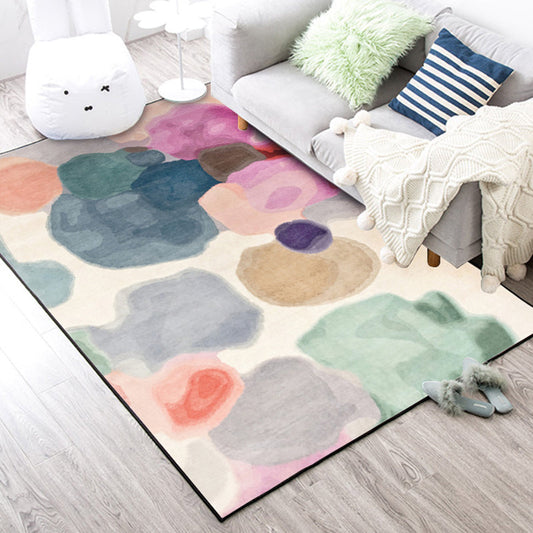 Nordic Novelty Rug in Yellow Color Block Bubbles Pattern Rug Polyester Washable Carpet for Home Decor