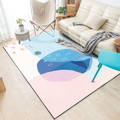 Blue and Pink Bedroom Rug Novelty Color Block Watercolor Painting Pattern Area Rug Polyester Washable Carpet - Blue-Pink - Clearhalo - 'Area Rug' - 'Rug' - 1614004