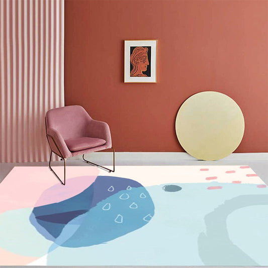 Blue and Pink Bedroom Rug Novelty Color Block Watercolor Painting Pattern Area Rug Polyester Washable Carpet - Clearhalo - 'Area Rug' - 'Rug' - 1614005