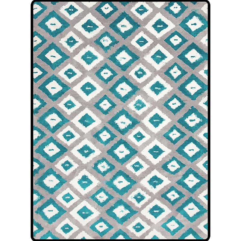 Blue and Grey Bedroom Rug Novelty Geometric Diamond Pattern Area Rug Polyester Pet Friendly Carpet - Clearhalo - 'Area Rug' - 'Rug' - 1624236