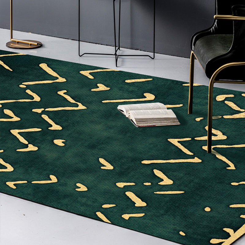 Novelty Living Room Rug in Green Geometry Lines Print Rug Polyester Pet Friendly Area Rug - view 2