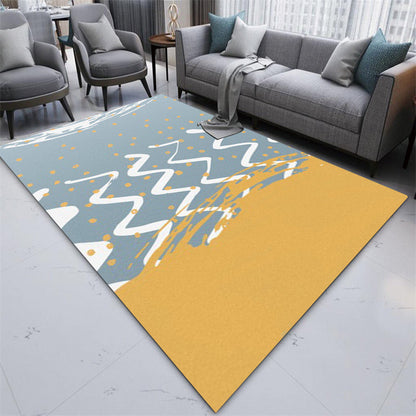 Minimalist Novelty Rug in Blue and Yellow Geometric Dots Wave Pattern Rug Polyester Non-Slip Carpet for Home Decor - Clearhalo - 'Area Rug' - 'Rug' - 1634319