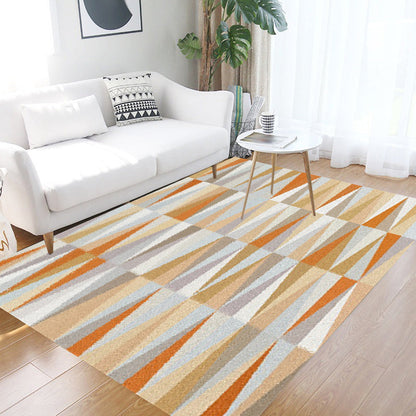 Nordic Novelty Rug in Orange Geometry Triangle Pattern Rug Polyester Washable Carpet for Home Decoration