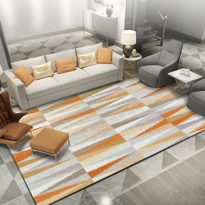 Nordic Novelty Rug in Orange Geometry Triangle Pattern Rug Polyester Washable Carpet for Home Decoration