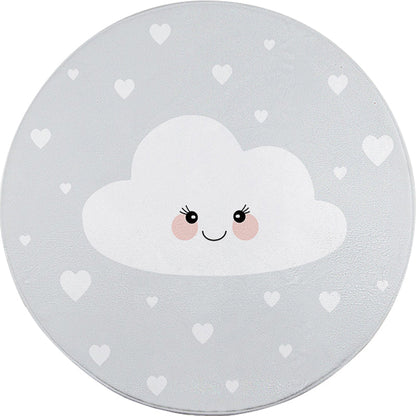 Kids Bedroom Rug in Grey Fairy Tales Cloud Heart Print Rug Polyester Stain-Resistant Non-Slip Area Rug - Clearhalo - 'Area Rug' - 'Rug' - 1634574