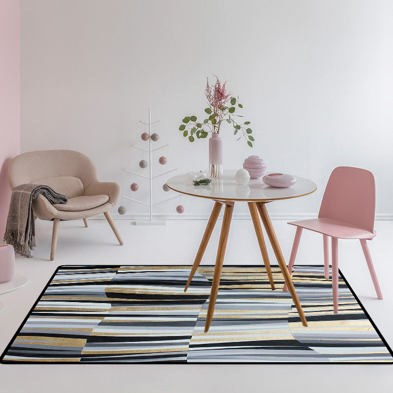 Minimalist Novelty Rug in Grey Geometry Lines Pattern Rug Polyester Machine Washable Carpet for Home Decoration - Clearhalo - 'Area Rug' - 'Rug' - 1634852