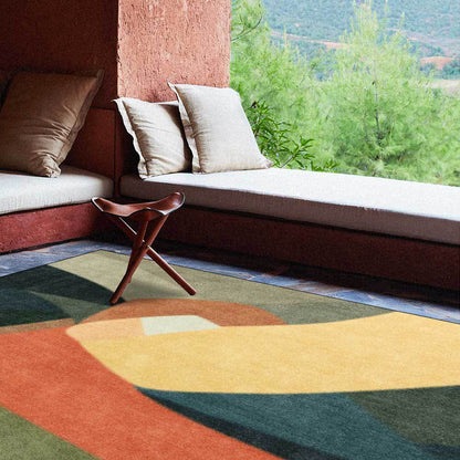 Novelty Living Room Rug Colorful Color Block Print Rug Polyester Stain-Resistant Washable Area Rug