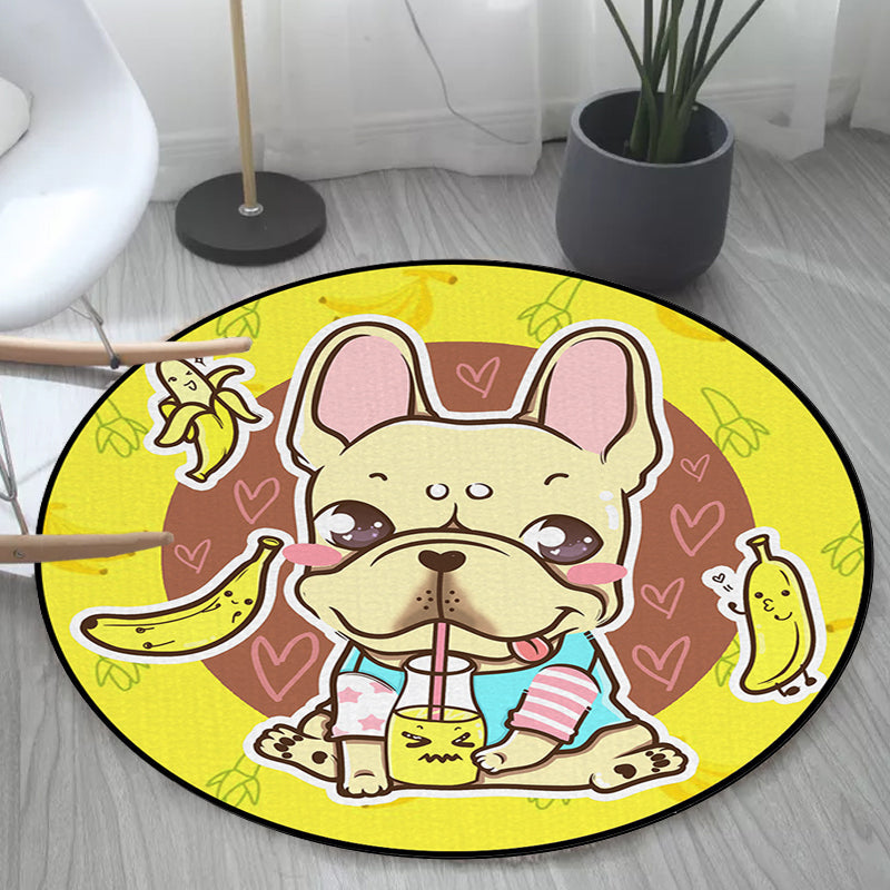 Cute Kids Rug in Pink and Yellow Animal Dog Banana Balloon Pattern Rug Polyester Washable Carpet for Nursery - view 19