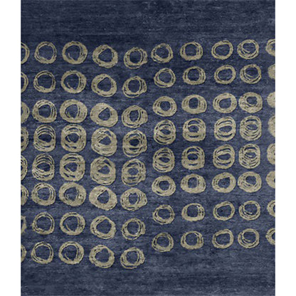 Novelty Living Room Rug in Blue Geometric Circle Print Rug Polyester Non-Slip Backing Washable Area Rug