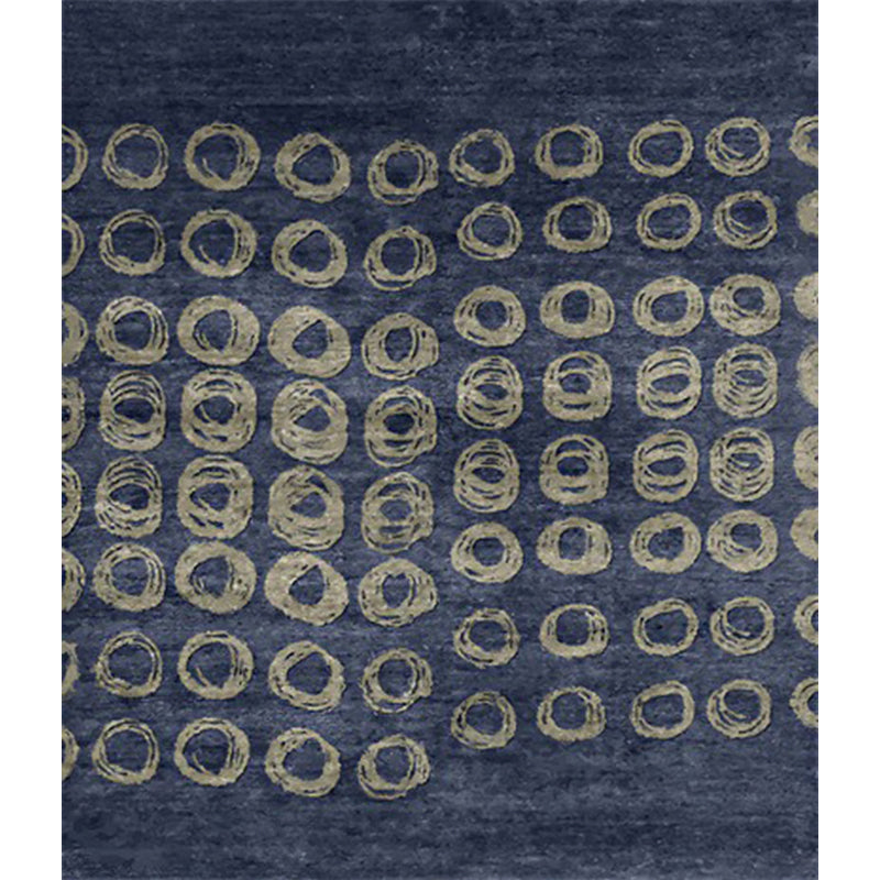 Novelty Living Room Rug in Blue Geometric Circle Print Rug Polyester Non-Slip Backing Washable Area Rug - view 3