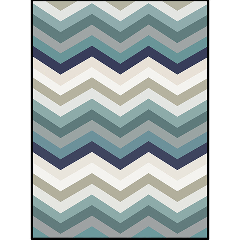 Blue Bedroom Rug Novelty Geometric Wave Pattern Area Rug Polyester Stain-Resistant Carpet - Clearhalo - 'Area Rug' - 'Rug' - 1636080