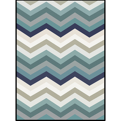 Blue Bedroom Rug Novelty Geometric Wave Pattern Area Rug Polyester Stain-Resistant Carpet - Clearhalo - 'Area Rug' - 'Rug' - 1636080