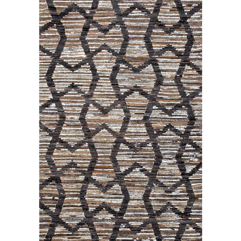 Brown Bedroom Rug Novelty Geometry Stripe Wave Pattern Area Rug Polyester Anti-Slip Backing Carpet - Clearhalo - 'Area Rug' - 'Rug' - 1636784