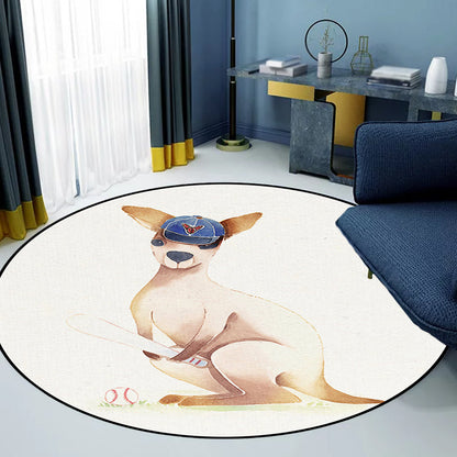 White Child's Room Rug Kids Animal Bear Dog Panda Pattern Area Rug Polyester Anti-Slip Backing Carpet White Design 5 Clearhalo 'Area Rug' 'Rug' 1648348