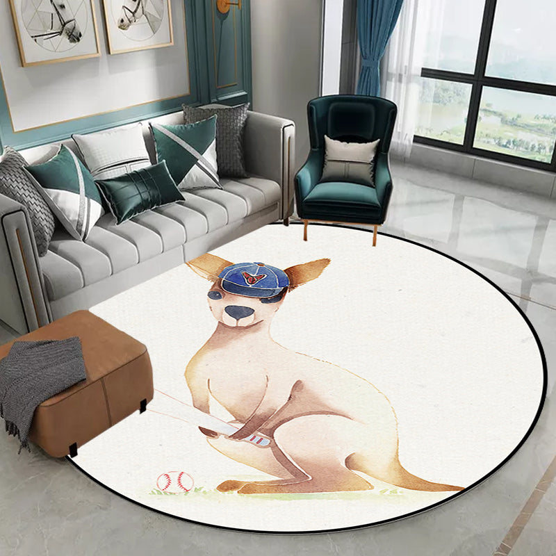 White Child's Room Rug Kids Animal Bear Dog Panda Pattern Area Rug Polyester Anti-Slip Backing Carpet Clearhalo 'Area Rug' 'Rug' 1648349