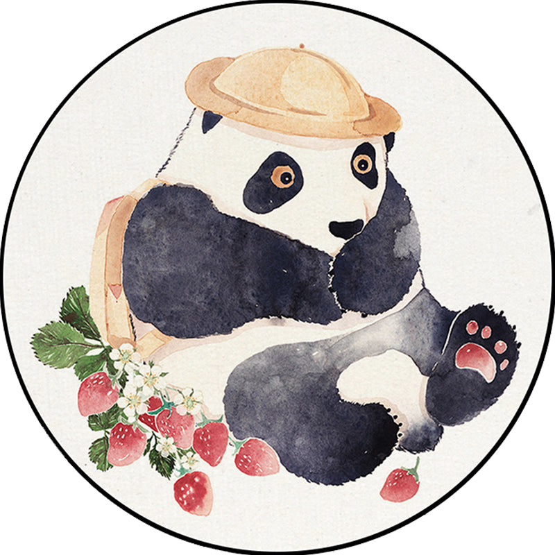 White Child's Room Rug Kids Animal Bear Dog Panda Pattern Area Rug Polyester Anti-Slip Backing Carpet Clearhalo 'Area Rug' 'Rug' 1648361