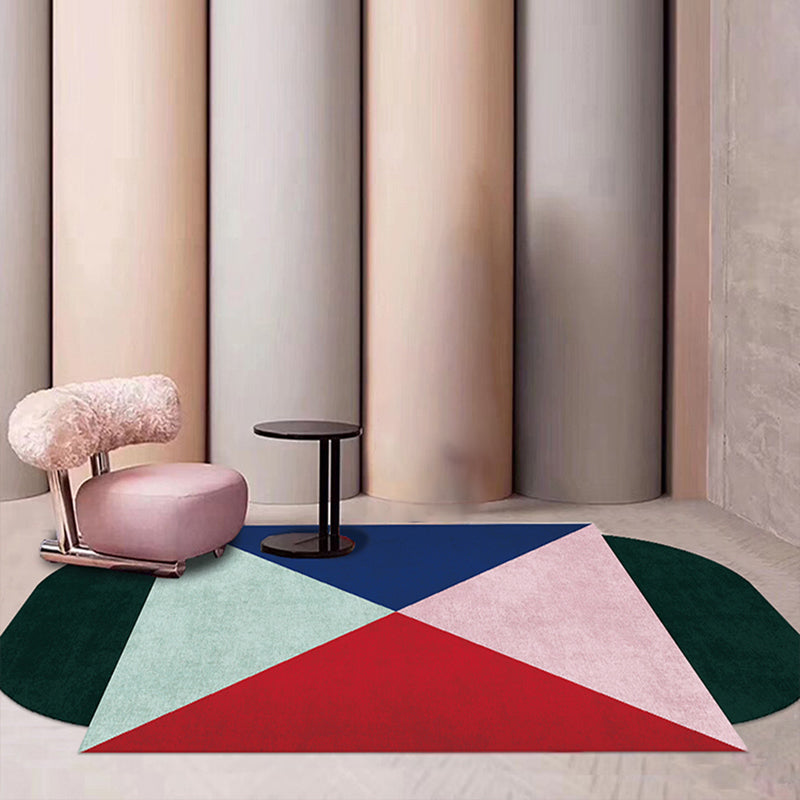 Modern Living Room Irregular Rug Multicolor Color Block Triangle Pattern Rug Polyester Stain-Resistant Area Rug - Red - Clearhalo - 'Area Rug' - 'Rug' - 1648388