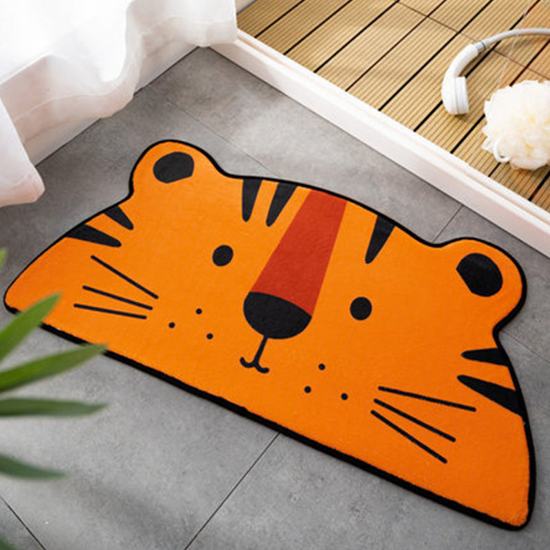 Cute Kids Irregular Rug in Orange and Pink Animal Tiger Fox Pattern Rug Polyester Anti-Slip Carpet for Children's Room