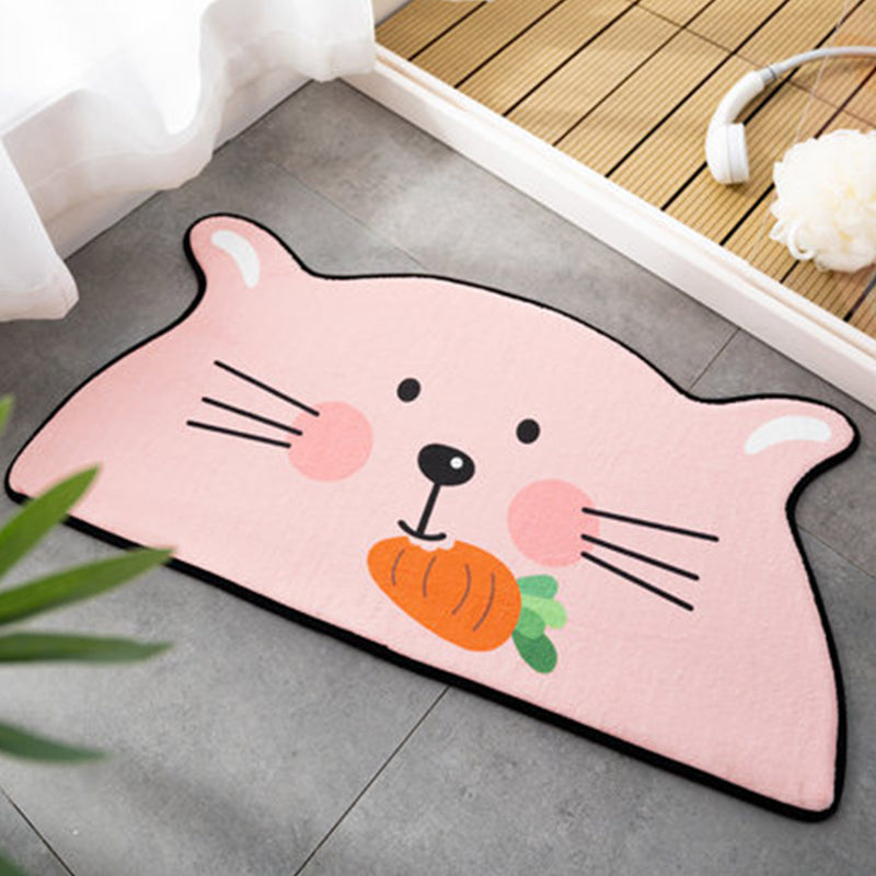 Cute Kids Irregular Rug in Orange and Pink Animal Tiger Fox Pattern Rug Polyester Anti-Slip Carpet for Children's Room