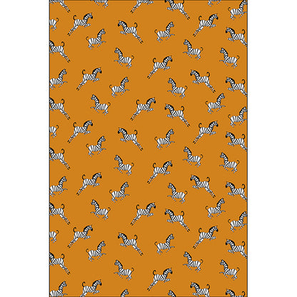 Orange Child's Room Rug Kids Animal Zebra Pattern Area Rug Polyester Stain-Resistant Carpet