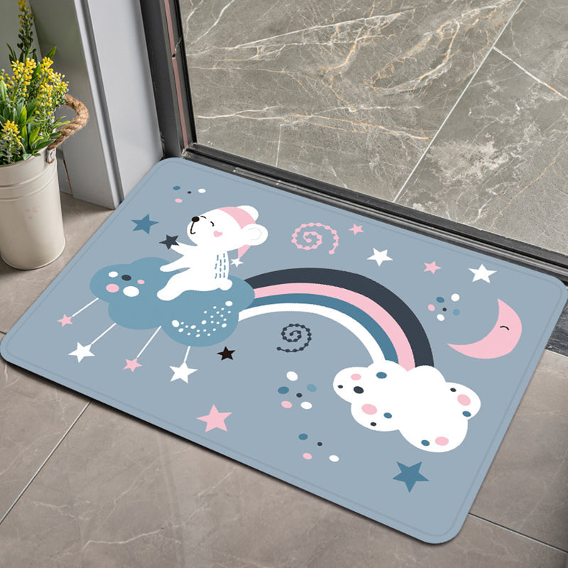 Stylish Kids Rug in Pink and Purple Animal Swan Dog Bear Pattern Rug Polyester Pet Friendly Carpet for Children's Room Blue 2' x 2'11" Clearhalo 'Area Rug' 'Rug' 1648445