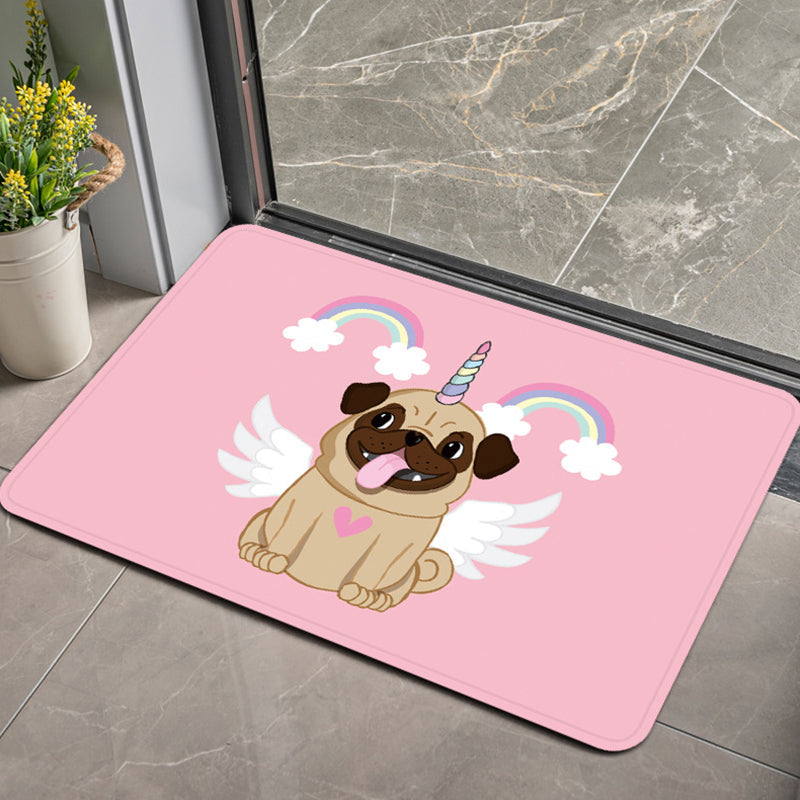 Stylish Kids Rug in Pink and Purple Animal Swan Dog Bear Pattern Rug Polyester Pet Friendly Carpet for Children's Room Pink 2' x 2'11" Clearhalo 'Area Rug' 'Rug' 1648446