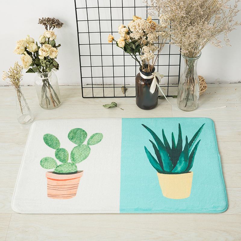 Casual Kids Rug in Pink and Yellow Botanical Cactus Aloe Pattern Rug Polyester Anti-Slip Carpet for Children's Room - Green - 2' x 2'11" - Clearhalo - 'Area Rug' - 'Rug' - 1648453