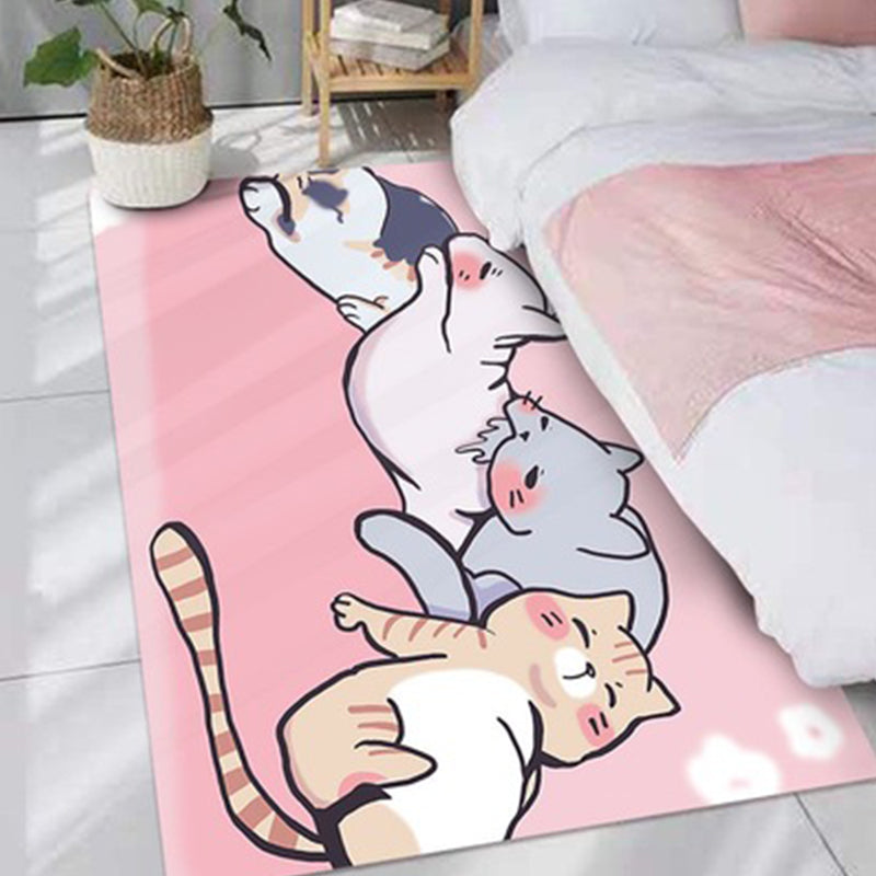 Stylish Kids Rug in Pink Animal Unicorn Cat Rabbit Pattern Rug Polyester Pet Friendly Carpet for Children's Room Grey Clearhalo 'Area Rug' 'Rug' 1648461