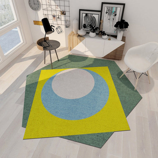 Simple Modern Irregular Rug Multicolor Color Block Stripe Print Area Rug Polyester Pet Friendly Carpet for Home Decor Yellow Clearhalo 'Area Rug' 'Rug' 1648501