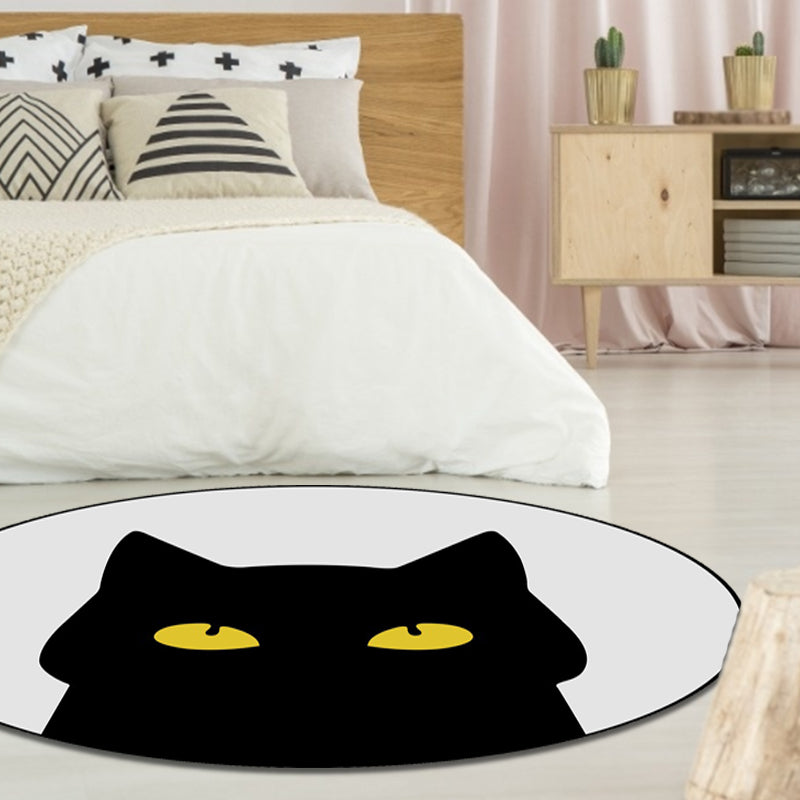 Grey Child's Room Rug Kids Animal Cat Funny Expression Pattern Area Rug Polyester Stain-Resistant Carpet - view 15
