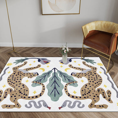 Unique Kids Rug in Black and White Animal Leopard Snake Leaf Pattern Rug Polyester Stain-Resistant Carpet for Nursery Clearhalo 'Area Rug' 'Rug' 1648545