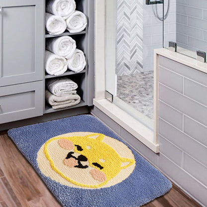 Green Child's Room Rug Kids Animal Dog Circle Pattern Area Rug Polyester Anti-Slip Backing Carpet