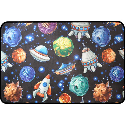 Kids Child's Room Rug in Blue and Black Outer Space Spaceship Planet Print Rug Polyester Machine Washable Area Rug - Clearhalo - 'Area Rug' - 'Rug' - 1648570