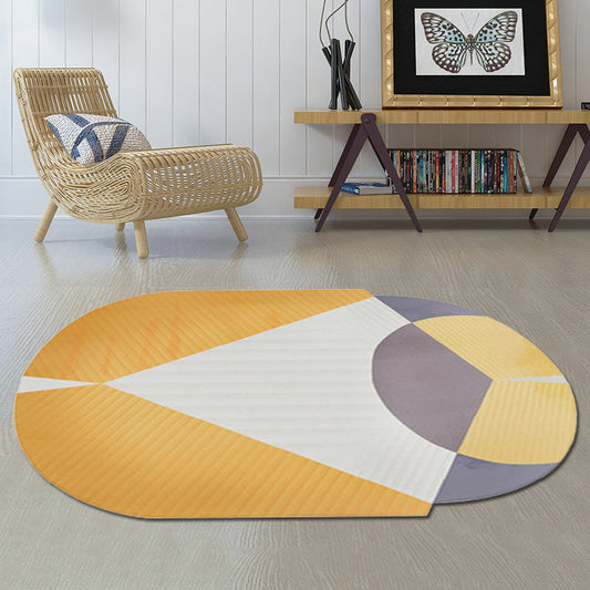 Casual Modern Irregular Rug in Yellow and Grey Color Block Print Area Rug Polyester Washable Carpet for Home Decoration - Clearhalo - 'Area Rug' - 'Rug' - 1648586