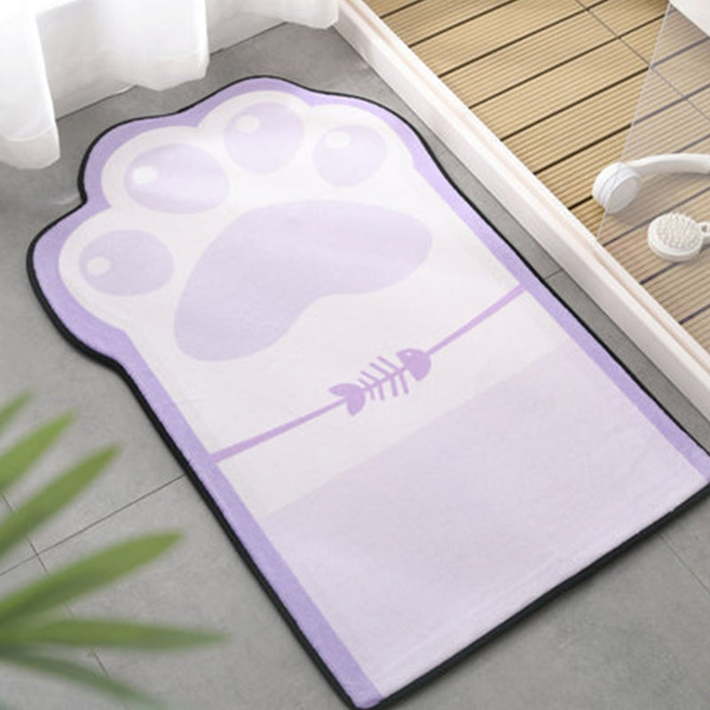 Kids Child's Room Irregular Rug in Pink and Purple Animal Paw Bow Tie Print Rug Polyester Non-Slip Backing Area Rug - Purple - Clearhalo - 'Area Rug' - 'Rug' - 1648614