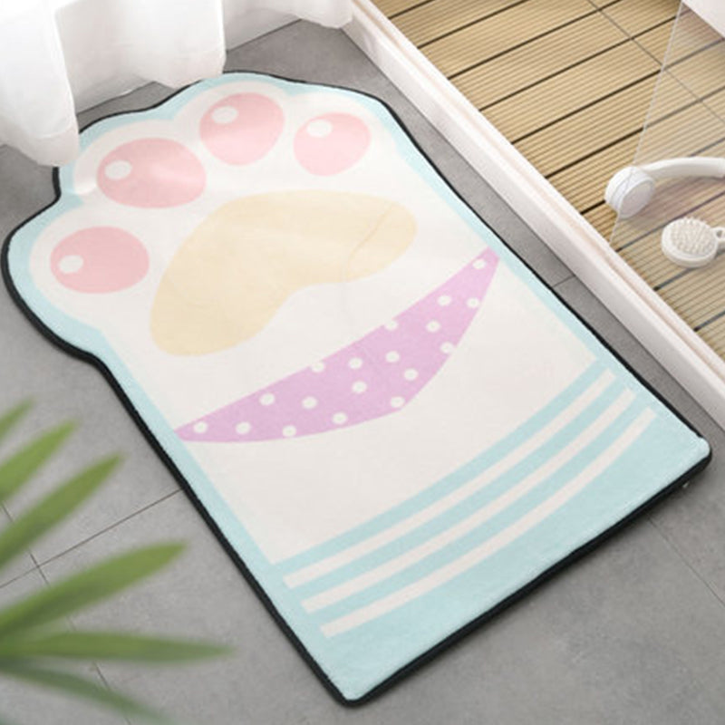 Kids Child's Room Irregular Rug in Pink and Purple Animal Paw Bow Tie Print Rug Polyester Non-Slip Backing Area Rug - Blue - Clearhalo - 'Area Rug' - 'Rug' - 1648616