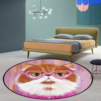 Casual Kids Rug in Pink and Blue Animal Cat Pattern Rug Polyester Stain-Resistant Non-Slip Carpet for Nursery - Clearhalo - 'Area Rug' - 'Rug' - 1648633